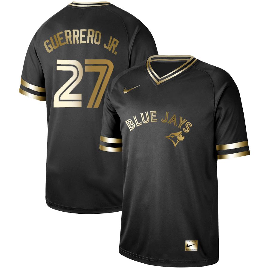 Men Toronto Blue Jays #27 Guerrero jr Nike Black Gold MLB Jerseys->toronto blue jays->MLB Jersey